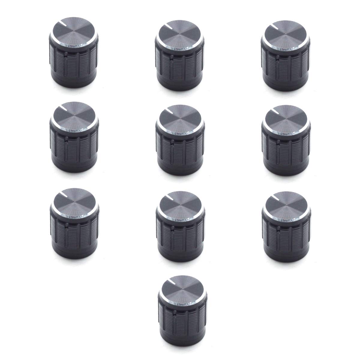 Dasunny 10Pcs Rotary Potentiometer Control Knobs Cap for 6mm Knurled Shaft Insert Diameter