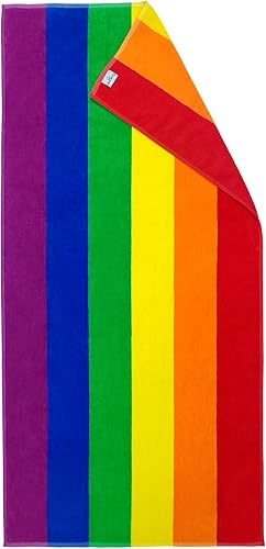 Softerry Gay Flag - Toalla de playa LGBTQIA+ Pride Parade de 30 x 60 pulgadas, esponjosa, 450GSM, colores vibrantes, absorbente, 100% algodón