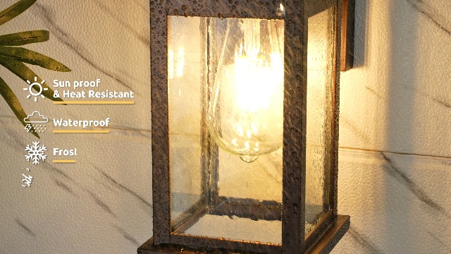 Image of FEMILA Outdoor Wall Lantern Oil Rubbed Bronze, Exterior Wall Light Sconce with Seeded Glass, Front Porch Light Fixture for Outdoor Garage, Patio House, 4FD54B ORB