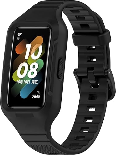 Senter Bandas de reloj de goma y caja para Huawei Band 7 caso, banda de reloj de silicona para reloj inteligente Honor Band 7