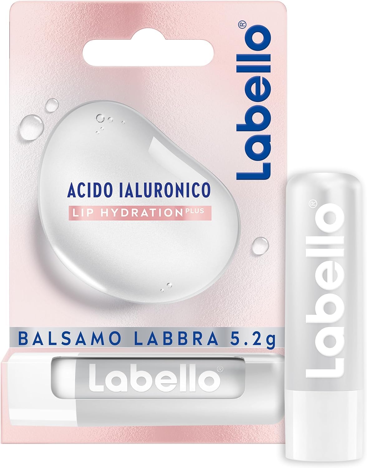 Labello Acido Ialuronico Lip Hydratation Plus Rosé 5.2g, Burrocacao labbra ultra-​leggero, Lip balm con acido ialuronico per labbra rimpolpate, Balsamo labbra per un'idratazione di 24 ore