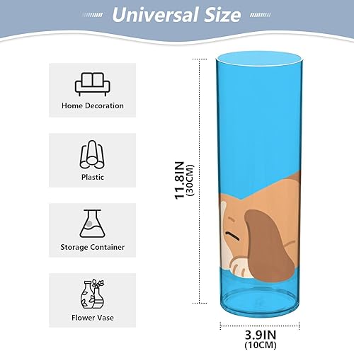 Miniatura 2 de Jarrón decorativo de plástico de perro marrón de dibujos animados, 11.8 x 3.9 pulgadas, moderno comedor, entrada, biblioteca, jarrón, para centro de