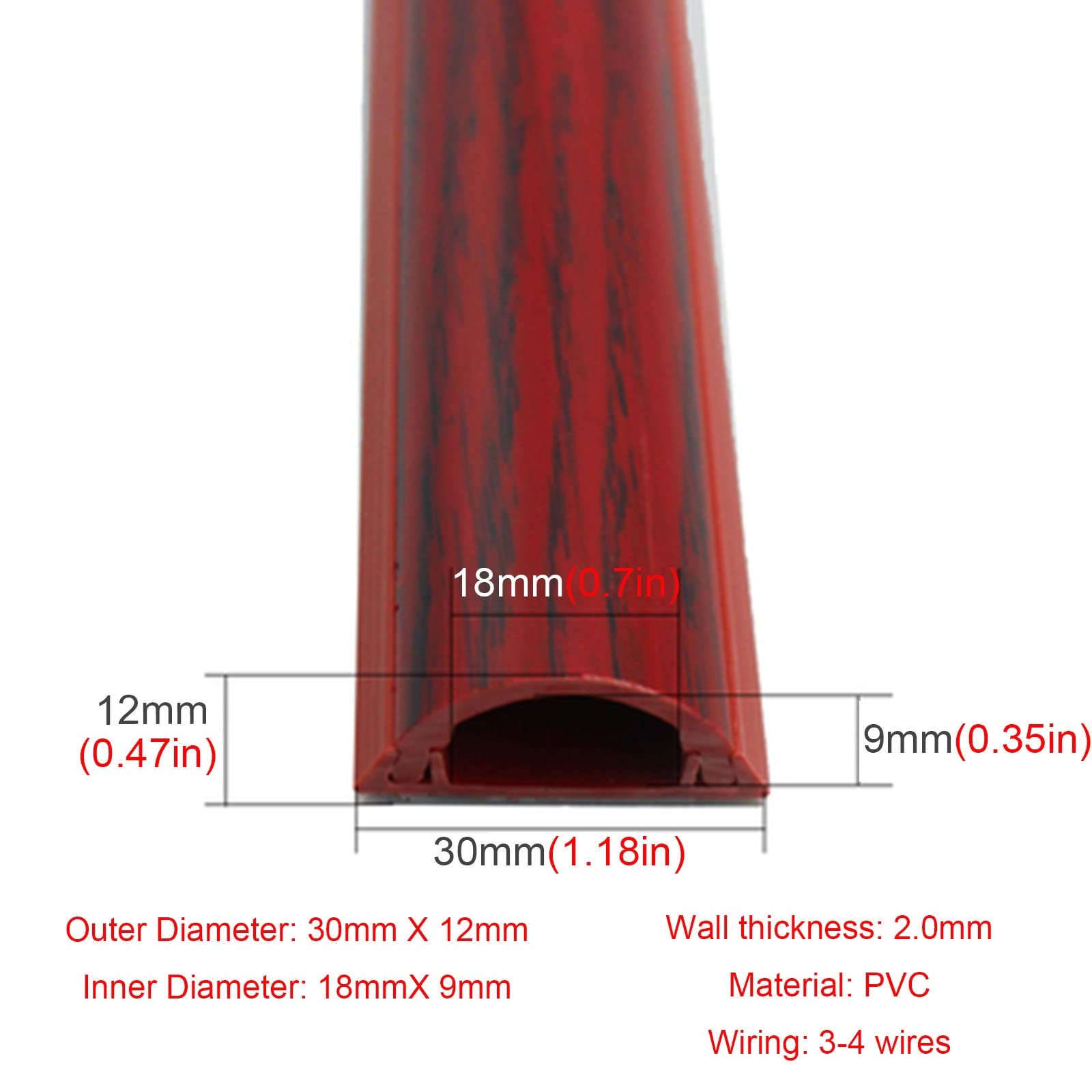 Cache-cordon, Couvercle d'organisateur de goulotte câbles demi-rond marron 30x12 mm 1m