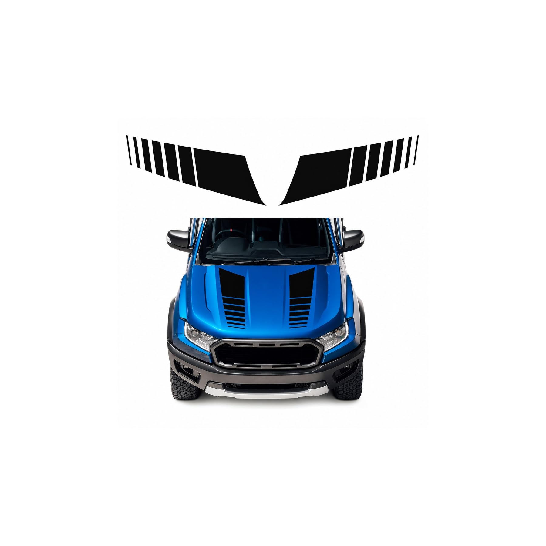 Car Hood Stripe Stickers, 2Pcs Vinyl Racing Decals for Auto Hood and Bumper, Waterproof Exterior Graphics for Cars and Trucks(A-139 Black 2pcs)
