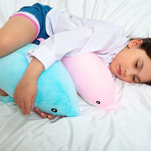 Miniatura 5 de Peluche de delfín, almohada de felpa de delfín gigante, almohada suave para abrazar ballena, almohada para dormir de ballena para niños y niñas