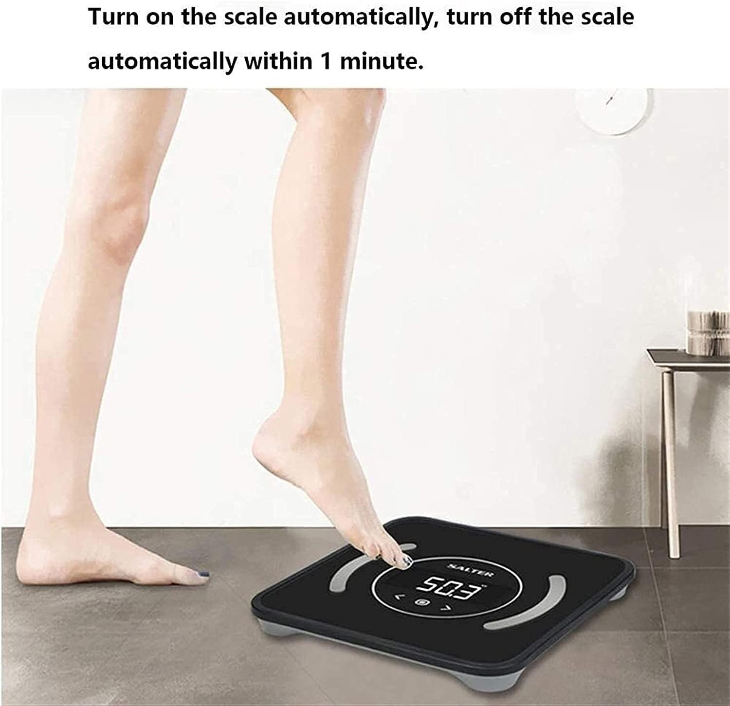 Waga ciała, waga łazienkowa, cyfrowa waga elektroniczna z technologią Step-On, szkło hartowane 6 mm, łatwy do odczytania podświetlany wyświetlacz LCD, 181 kg, czarna