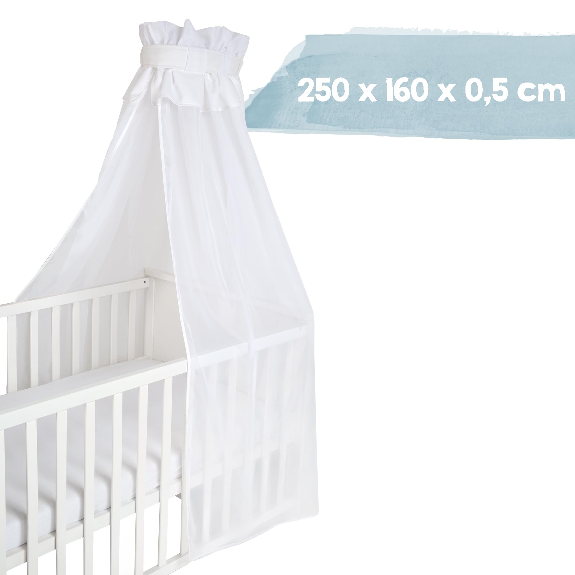 roba Cielo de Cuna para Bebé, Color Blanco, Algodón y Poliéster, Al x An x Pr: 160 x 250 x 0,5