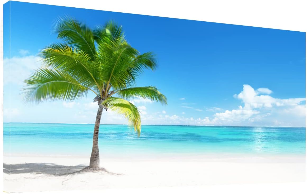 CHENOIL Large Canvas Wall Art Palm Tree Summer Ocean Waves