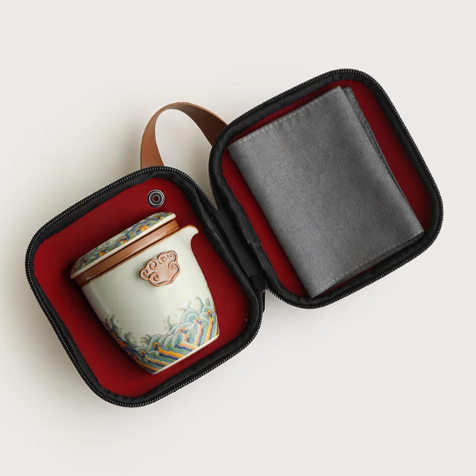 Ru Kiln Travel zestaw do herbaty przenośny zestaw 4 szt., 180 ml 170 g, zaparzacz do herbaty ceramika żaroodporny