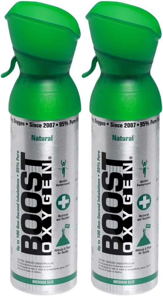 Boost Oxygen Supplemental Oxygen to Go | All-Natural Respiratory Support for Health, Wellness, Performance, Recovery and Altitude (5 Liter Canister, 2 Pack, Natural) : Health & Household