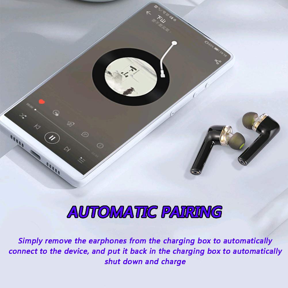 RSGK TWS zestaw słuchawkowy Bluetooth, 60-godzinny czas odtwarzania, bezprzewodowy zestaw słuchawkowy Bluetooth (z ładowarką), wbudowany mikrofon, może być używany do uprawiania sportu i fitnessu