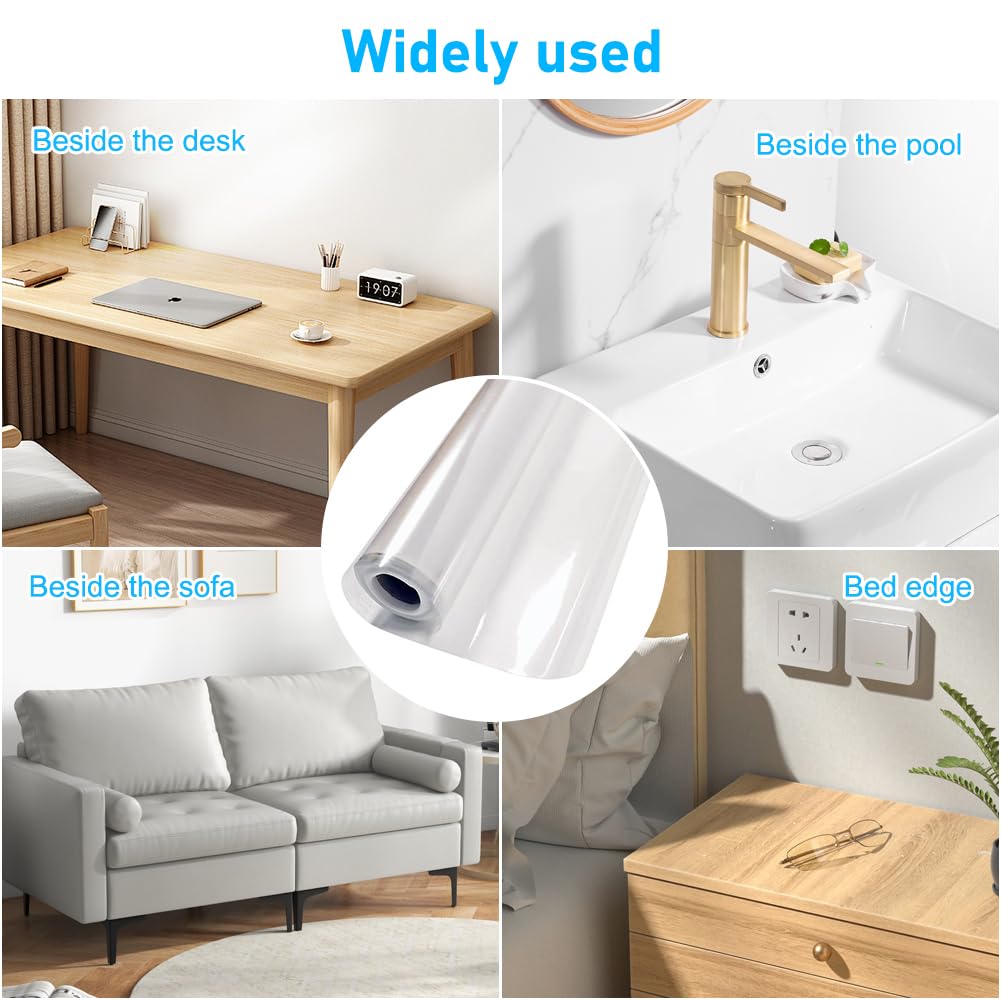 Film de protection mural transparent avec absorption électrostatique - 10 m x 40 cm - Protection contre les éclaboussures - Film de protection mural pour meubles -