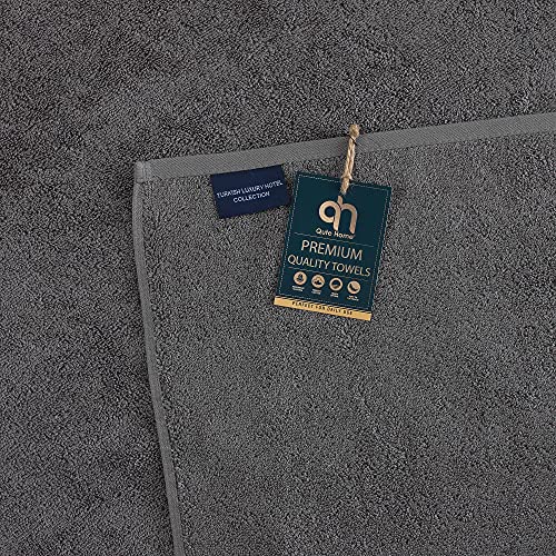 Qute Home 8-Pieces Towel Set; 2 Bath Towels, 2 Hand Towels, and 4 Washcloths | Spa & Hotel Towels Quick Dry 100% Turkish Cotton Towel Sets for Bathroom (Grey, Towel Set - Set of 8)