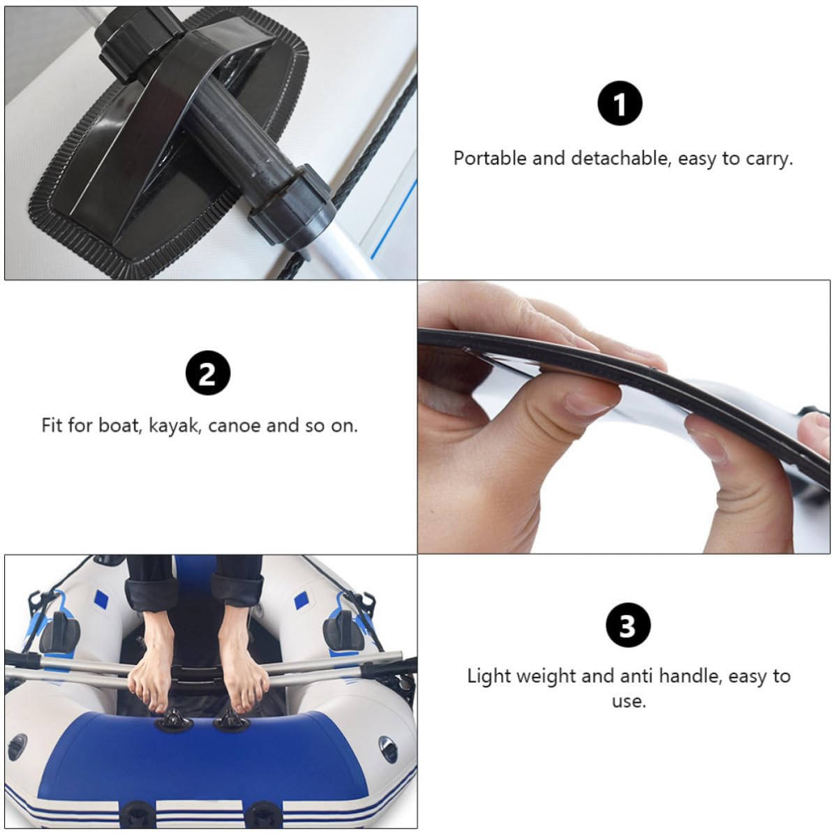 Healeved 2 Paare Abnehmbares Kajakpaddel aus Aluminiumlegierung, Schwarz | Boot und Kanu, Tragbar und Leicht, mit Anti Griff und Kunststoffteilen