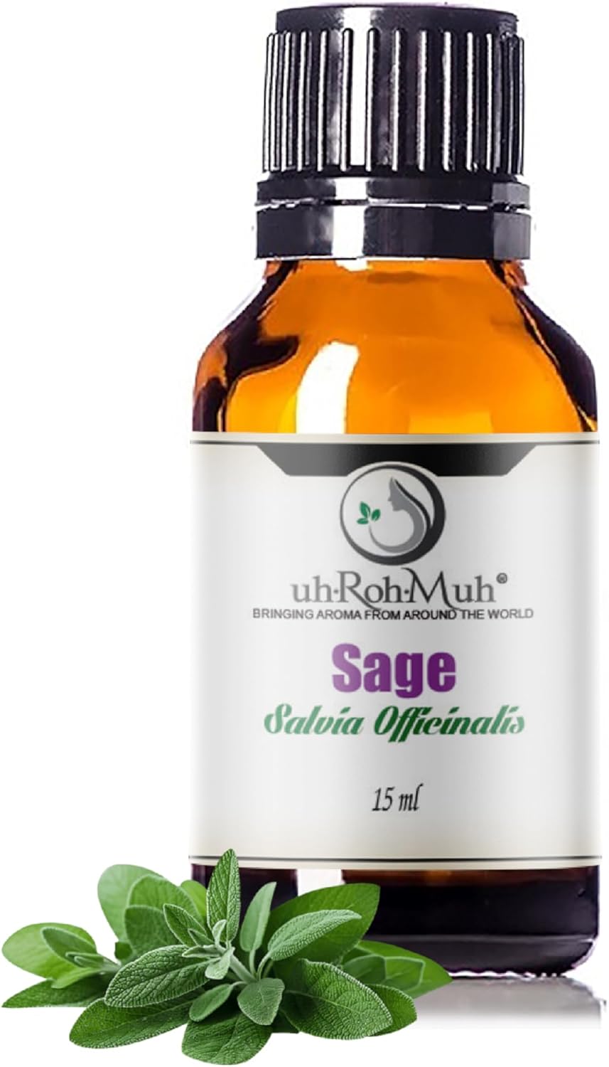 Sage Organic Essential Oil - Steam Distilled Salvia Officinalis Leaf Oil, Warm Herbal Camphorous Aroma Middle Note Oil for Aromatherapy, Skincare, Haircare and DIY Cosmetic Blends - Spain - 15 ml