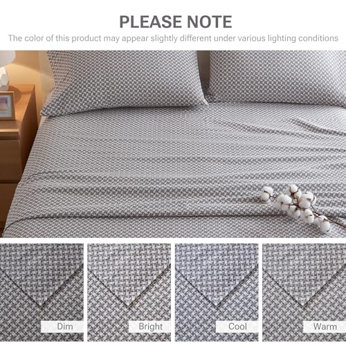 Sleep Philosophy True North Cotton Sheet Set Cozy Print 100% Cotton Flannel Sheets Bedding Set, Oversized Sheets, Deep Pocket Fits Up to 14" Mattress Cal King Bed Sheets Cal King Snowflake 4 Piece