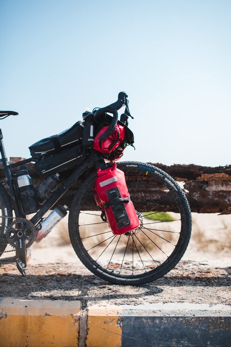 Zéfal ZEFAL Z Adventure Fork Pack Sac Velo de Fourche-Etanche et Léger Cyclisme, Rouge Noir, 6 litres