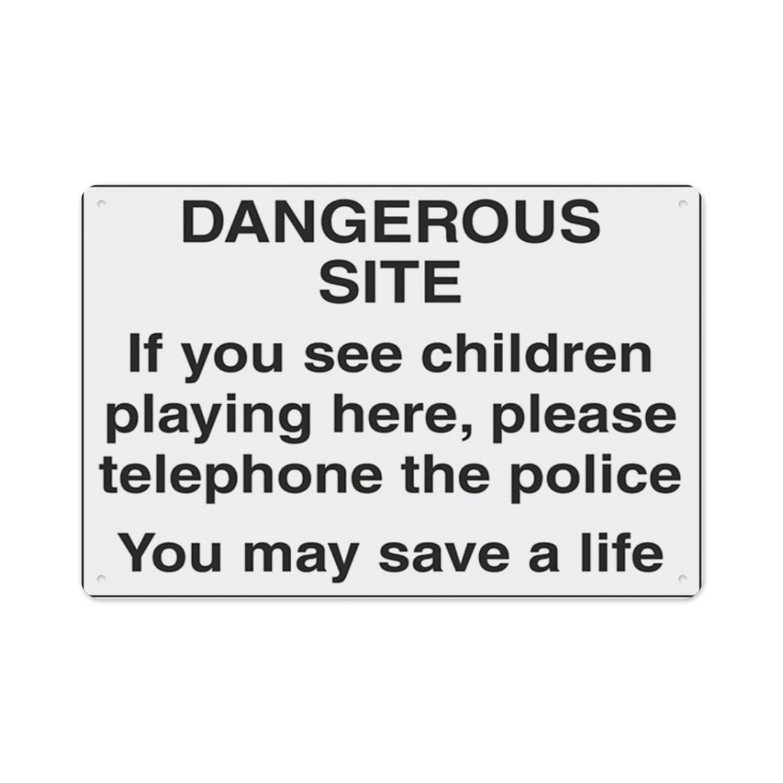 peiyeety Danger Ous Site If You See Children Playing Here Aluminum Tin Warning Signs For Home Outdoor Garden 8X12 Inches