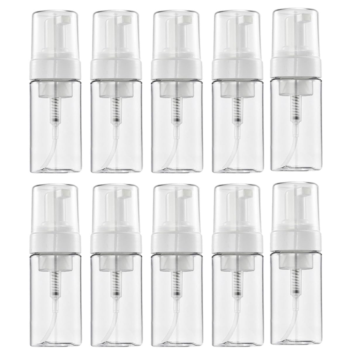 TEHAUX Botellas Espumosas Transparentes 100 Ml 10 Piezas para Subenvase de Maquillaje, Botellas Rellenables Portátiles sin Fugas para Viaje y Uso Diario