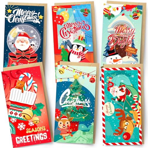 BGTCARDS Christmas Money Cards, 20 Pack Money Christmas Cards with Envelopes, Money Holders for Cash, Checks, or Gift Card, Xmas Card Boxes set