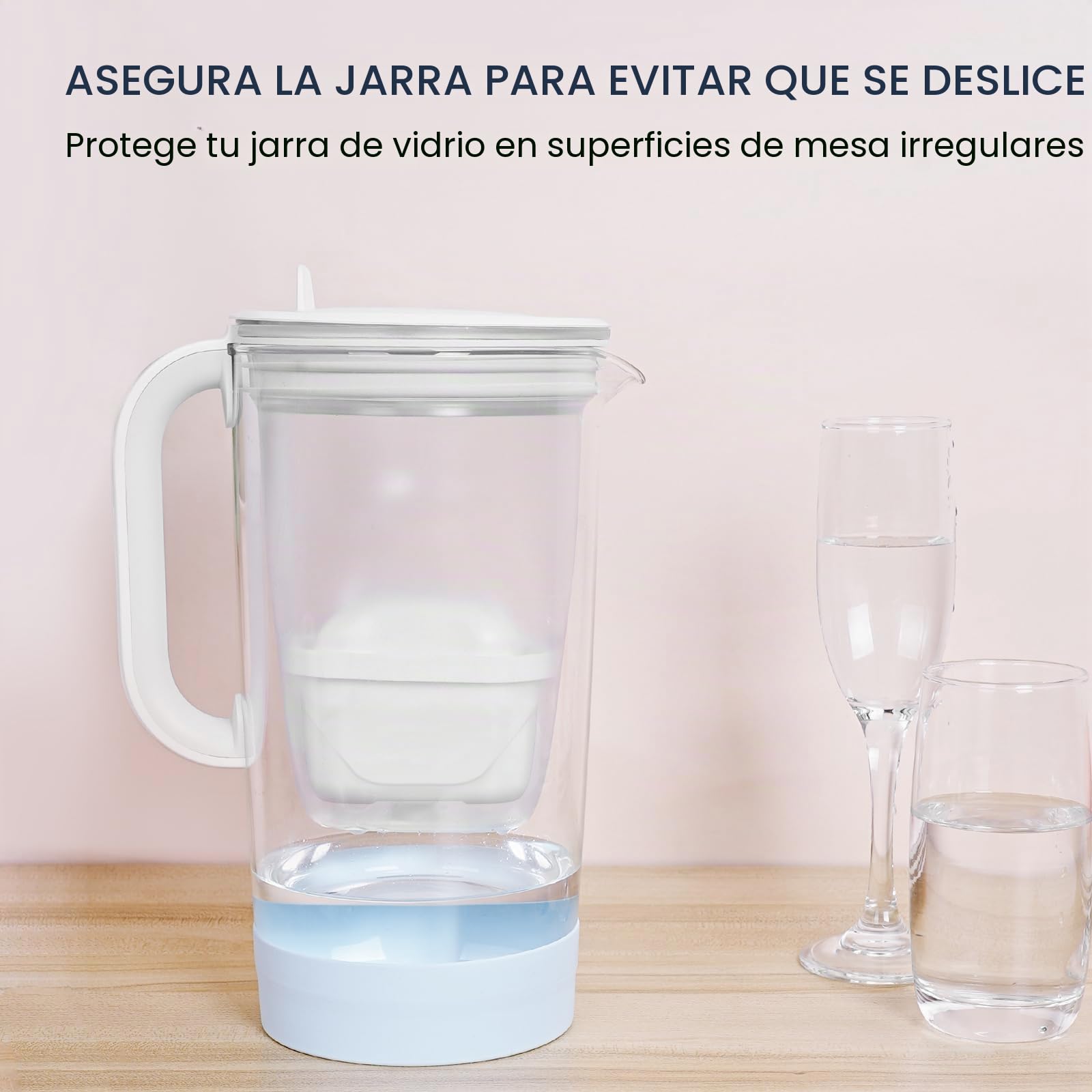 GLACIER FRESH Funda protectora de base de silicona | Compatible con jarra filtrante Brita - Protección antigolpes, antideslizante y aislamiento térmico (Azul)