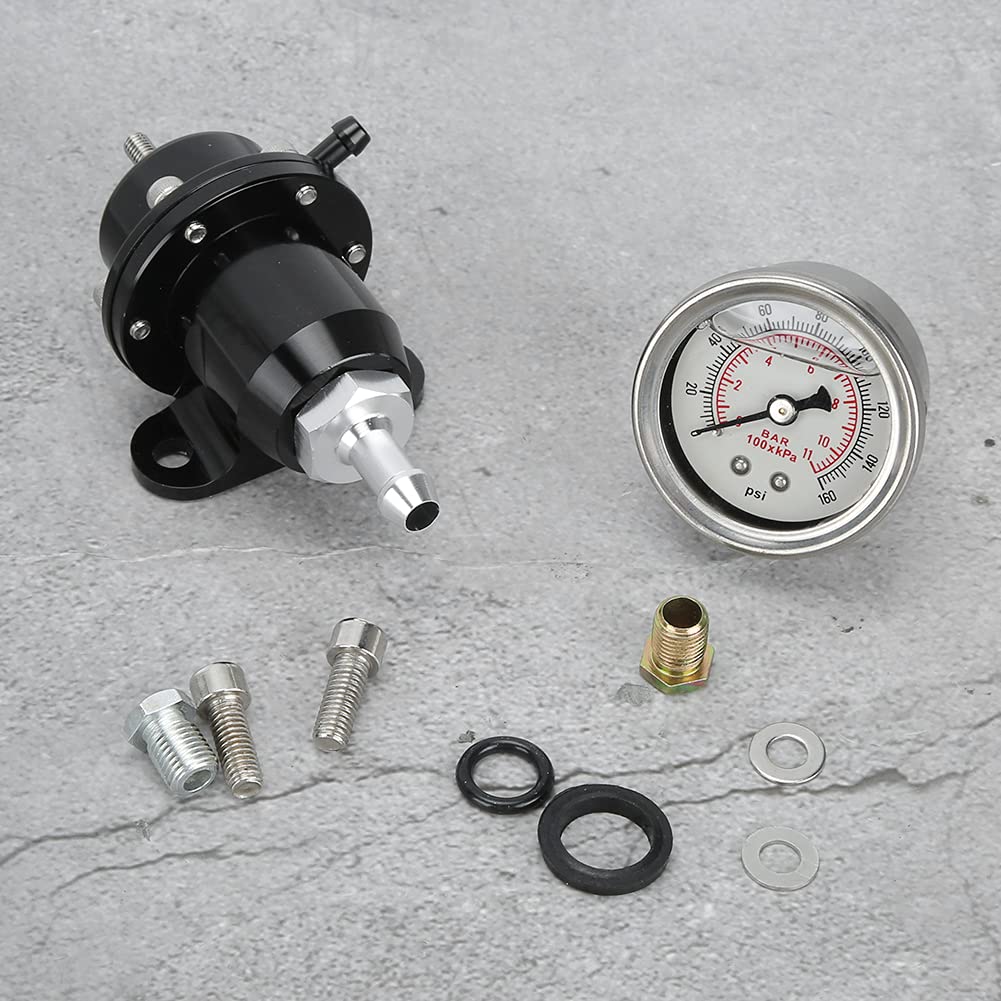 Keenso Manomètre de Pression de Carburant Régulateur de Pression FPR en Alliage d'aluminium pour Moteurs, Débit de Carburant Stable, Lecture Précise, Absorption des Chocs, pour Modèles B16 B18 B20