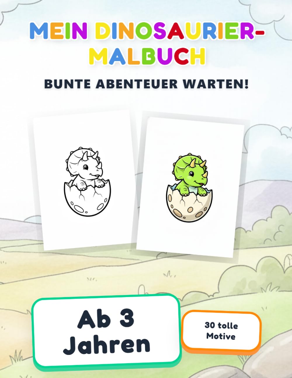 Mein Dinosaurier-Malbuch: Malbuch für Kinder ab 3 Jahren | Dinosaurier-Motive zum Ausmalen | Malbuch für Jungen und Mädchen