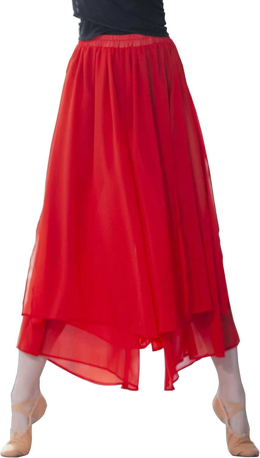 Angcoco Women's Loose Fitting Double Layers Side Slit Chiffon Pants for Dance