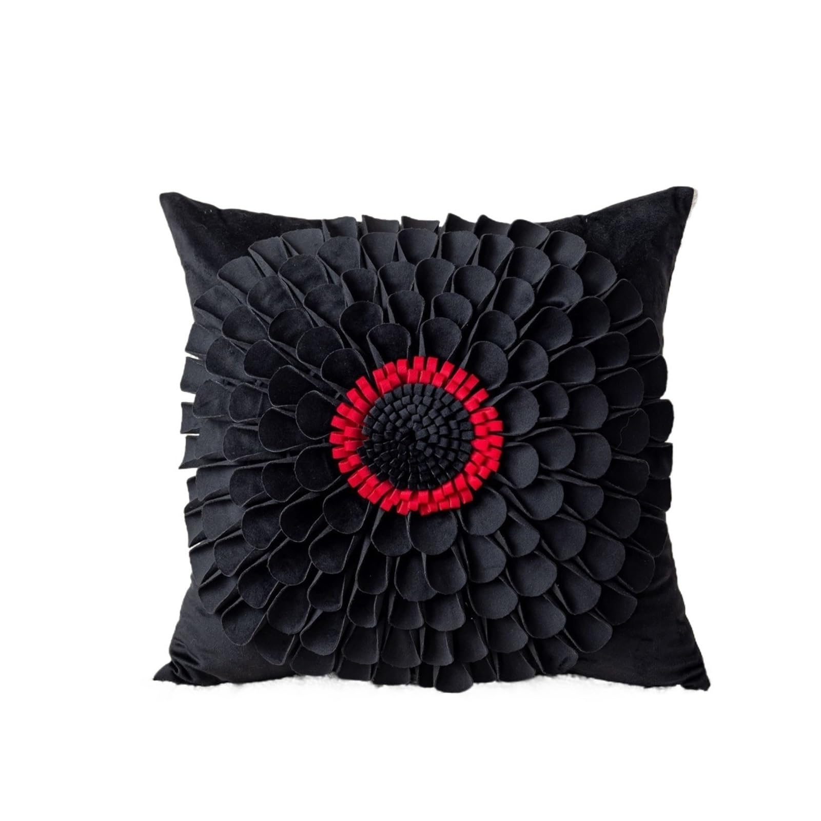 LCKKJHG 3D Flower Pillow Covers Handmade Velvet Petals Home Decor Yellow Beige Cushion Cover Sofa Pillowcase 45x45cm(A-45X45CM)