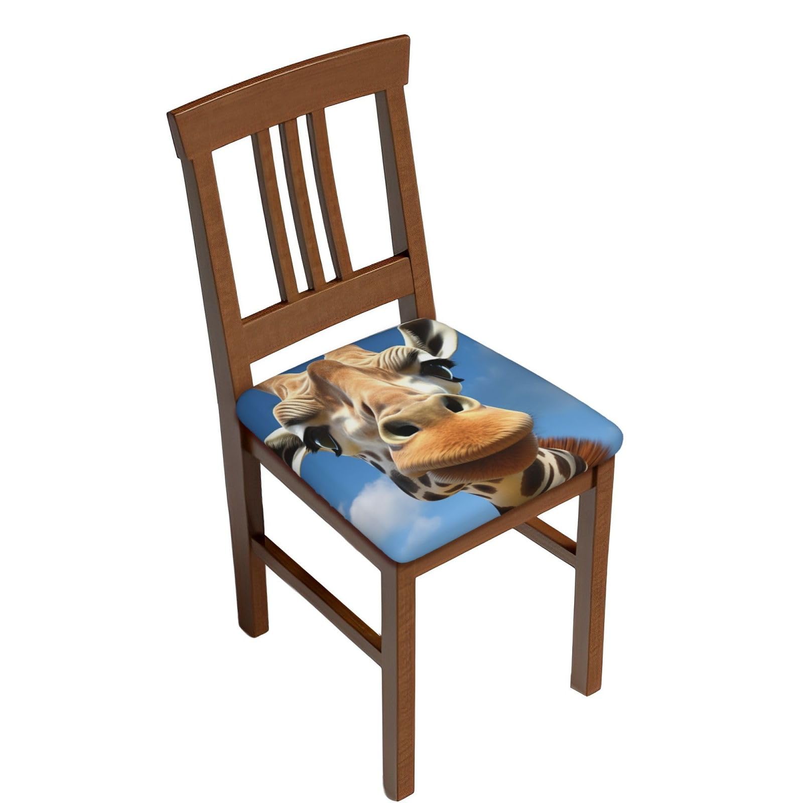 Fodpand Six Piece Funny Giraffe Square Stool Covers Stretch Removable Square Bar Stool Seat Covers Washable Dustproof Stool Cushion Slipcover Soft Milk Silk Bar Chair Covers With Band