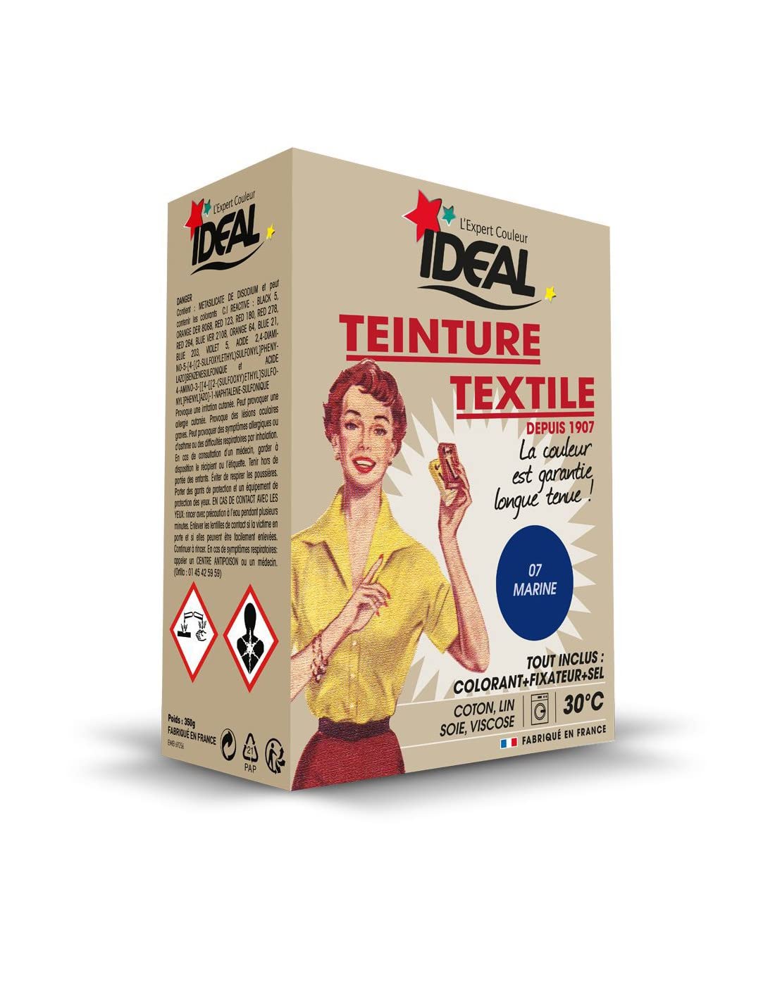 TEINTURE TEXTILE MACHINE MARINE 350G FIXATEUR +​SEL -​IDEAL
