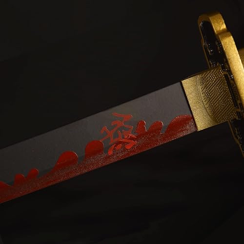 Miniatura 6 de Sword fort - Katana de acero al carbono de metal real, espada Katana de RengokuTanjiroInosuke de anime Demon Slayer, alrededor de 41 pulgadas,
