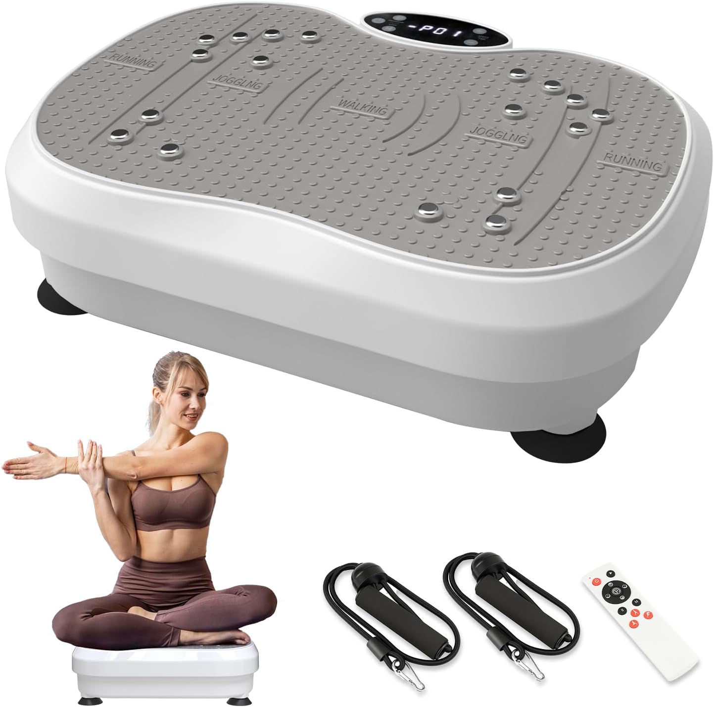  Similar to photo Vibration Plate Exercise Machine for Lymphatic Drainage, Whole Body Fitness Workout Equipment Stand Shake Board Sport Gym for Weight Loss Fat Burner for Women Men White