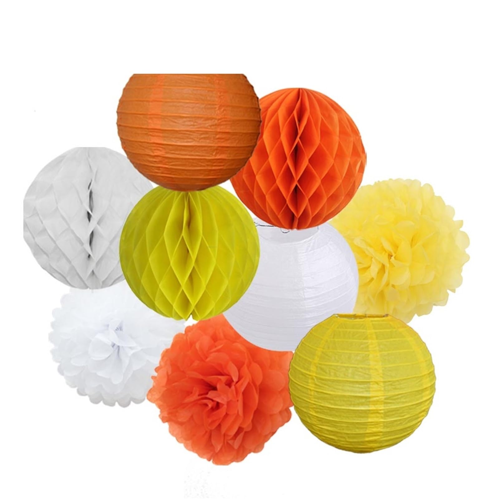 Paper Lanterns Wedding Party Favor Hanging Round Paper Lantern 6" 8" 10" 12" Baptism Birthday Holiday Decor(Orange White,8inch(20cm))
