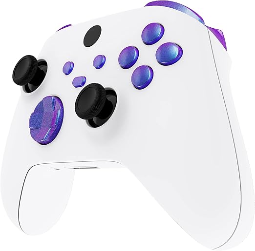 eXtremeRate No Letter Imprint Custom Buttons for Xbox Series X & S Controller, Bumpers Replacement Accessories Triggers Dpad ABXY Keys Parts for Xbox Core Wireless Controller - Chameleon Purple Blue