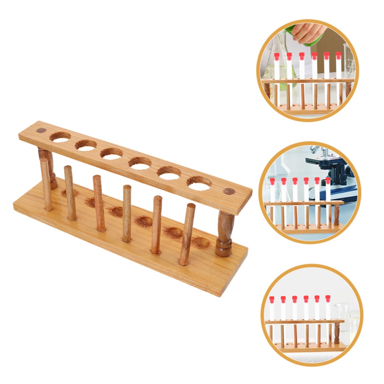 Alipis 5 Piezas Gradilla para tubos de ensayo de madera estante tubo de ensayo azul agujero Pararse apoyo soporte para tubos de ensayo de laboratorio gradillas para tubos de ensayo Marrón