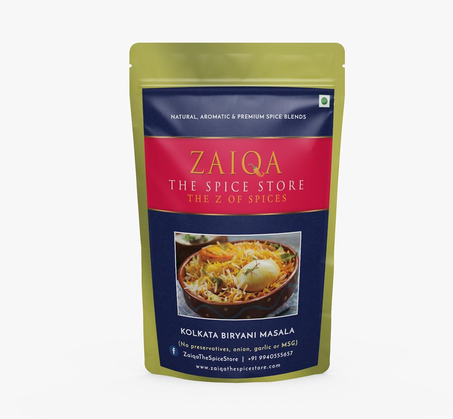 ZAIQA THE SPICE STORE Kolkata Biryani Masala 25 Gram-Indulge in Kolkata's Finest: Kolkata Style Biryani Masala - Unlocking the Authentic Flavors of Bengal's Signature Rice Dish One Time Use Packs