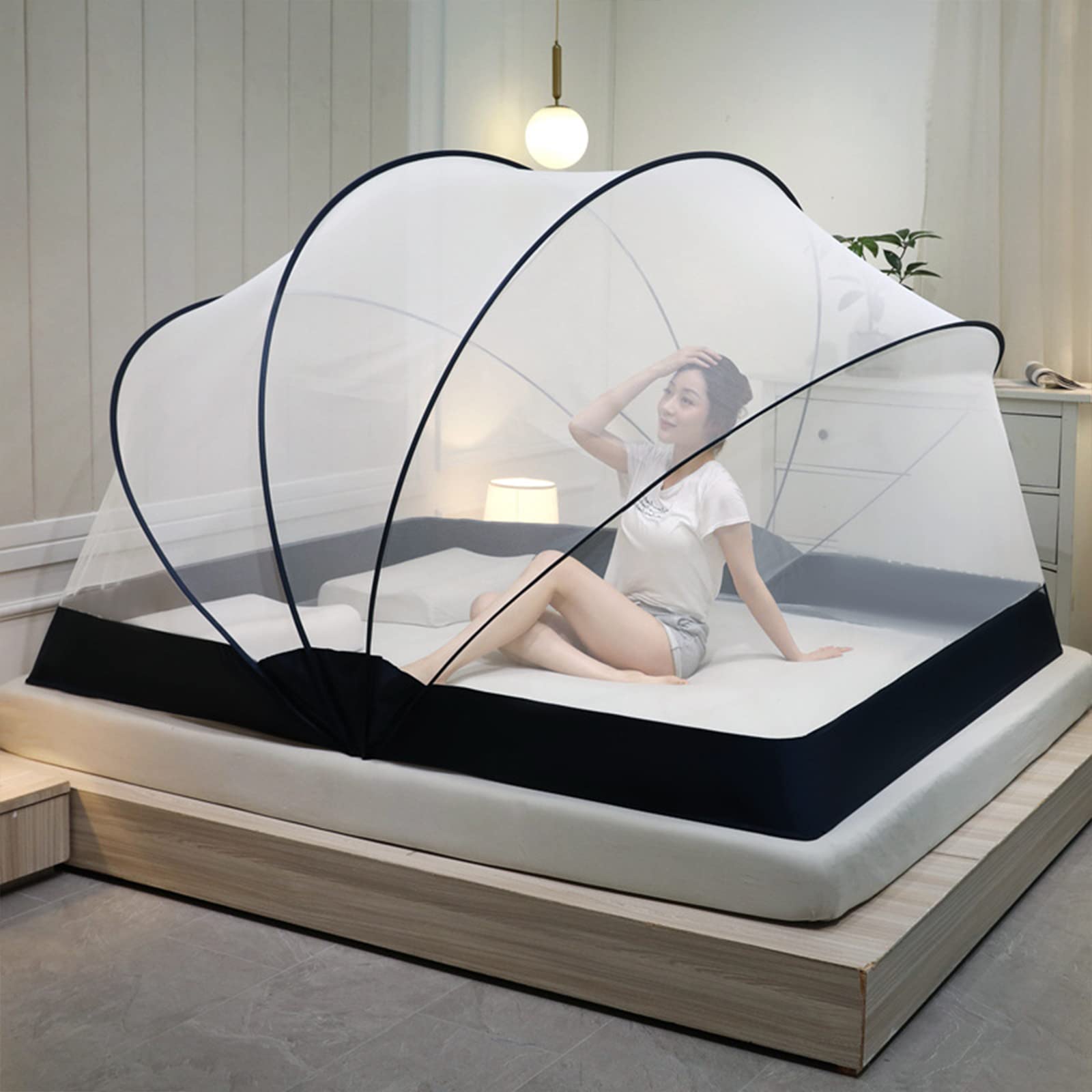 Zanzariera Pieghevole per Letto Senza Fondo Zanzariere Campeggio Zanzariera Viaggio Casa Esterna traspirante per Letto Matrimoniale/singolo Facile da Installare,Blue 1,100 * 190 * 120cm