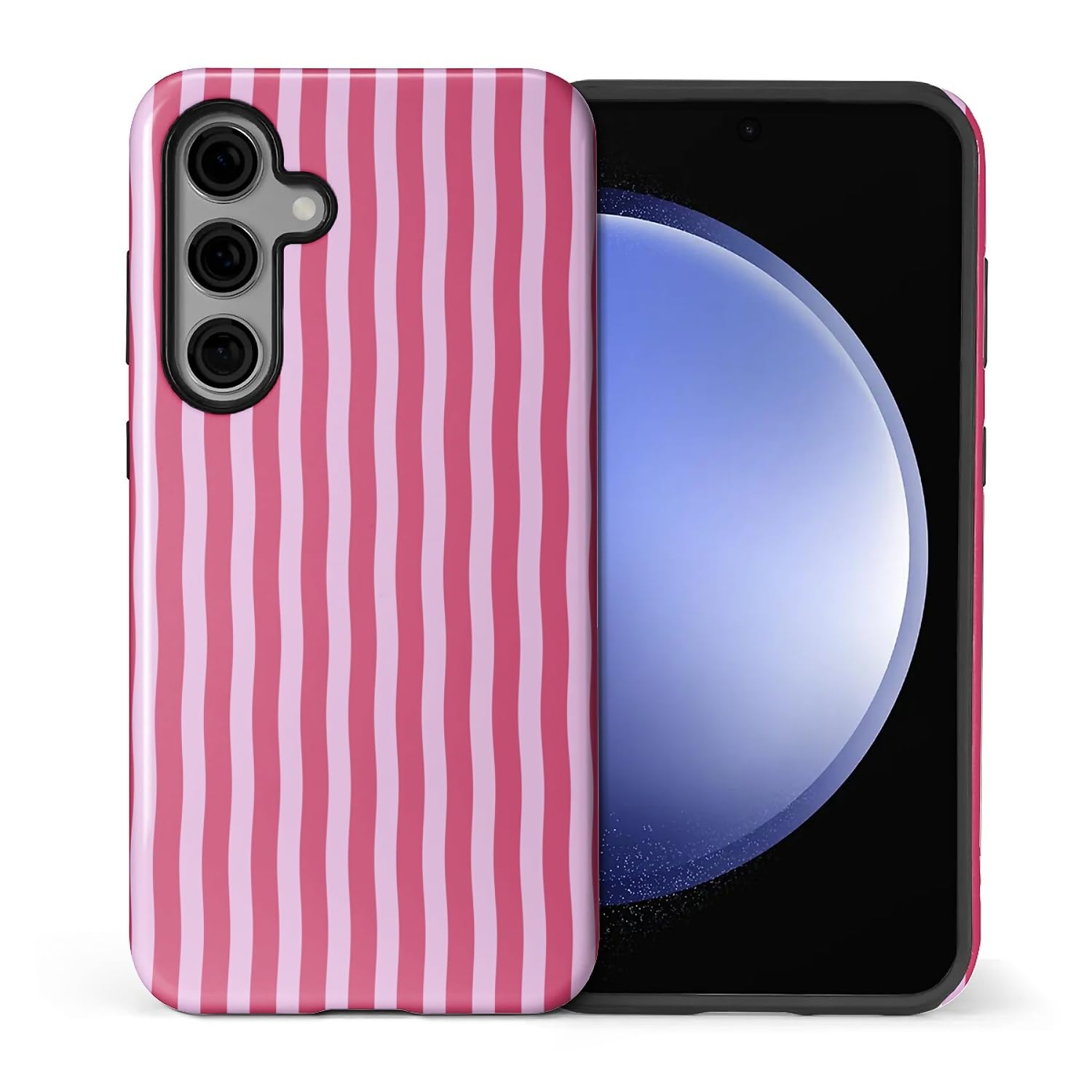 Coque Samsung S25 Plus protection double couche rigide HL2 rayures violet rose - 6