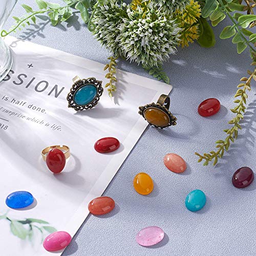 Superfindings 40Pcs Oval Gemstone Cabochon 10 Colors Dyed Natural White Jade Stone Cabochons 18X13Mm Flatback Healing Quartz Chakra Crystal Stone For Earring Necklace Jewelry Making #TOP5