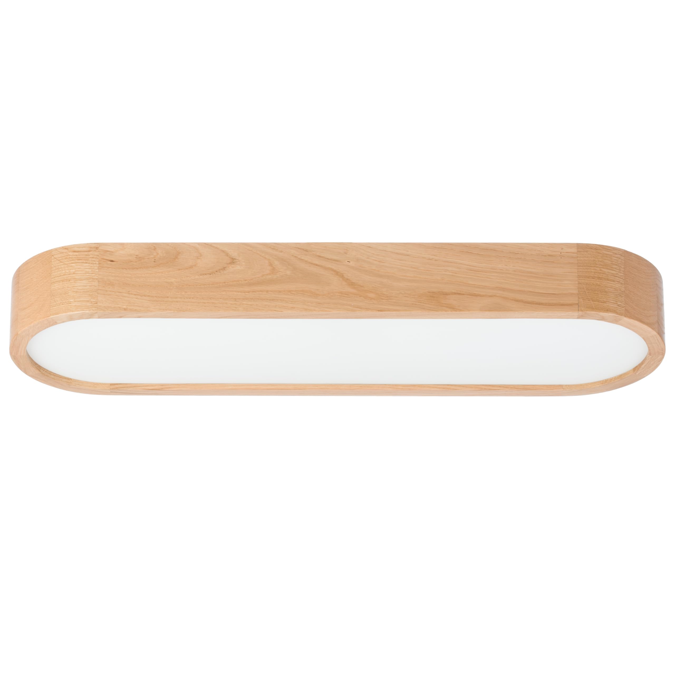 Deckenlampe - Oval Holz Deckenleuchte Eiche 3xE27 (68x20 cm) - Modern Beige Lampe für Schlafzimmer, Wohnzimmer, Flur, Küche - Stilvolle Eichenholz LEJA