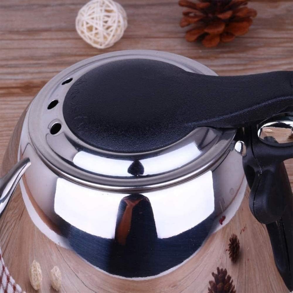 Tetera de acero inoxidable 304 de 1,2 l con silbato superior con mango ergonómico, ideal para cocina y camping