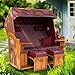 Produktbild Strandkorb Ostsee ROYAL XXL Volllieger - extra breit und montiert - 150 cm Burgund rot gestreift inkl. Schutzhülle, ideal für Garten und Terrasse