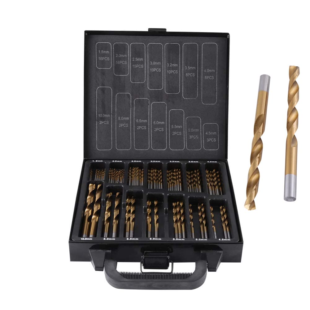 99Piece Drill Set, 1.5 mm10 mm TitaniumCoated HighSpeed Steel HSS