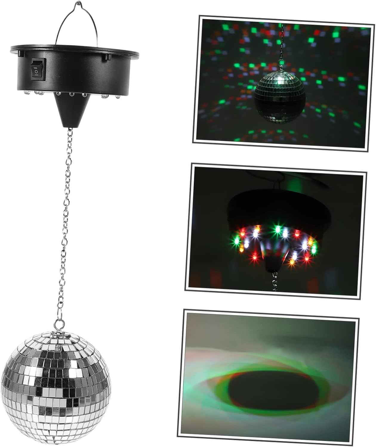 Holibanna Disco Mirror Ball with Motor Rotating Spotlight Hanging Light for Party Stage Bar Decor Lightweight Plastic Window Disco Ball for Ktv Club Home Xmas Celebration