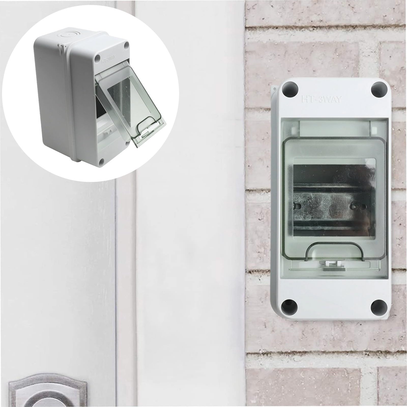 3-Wege-Stromverteilerdose IP65 bewertet Wandmontage Abzweiggehäuse für DIN-Schiene Wetterfeste Elektrobox für Innen Außen