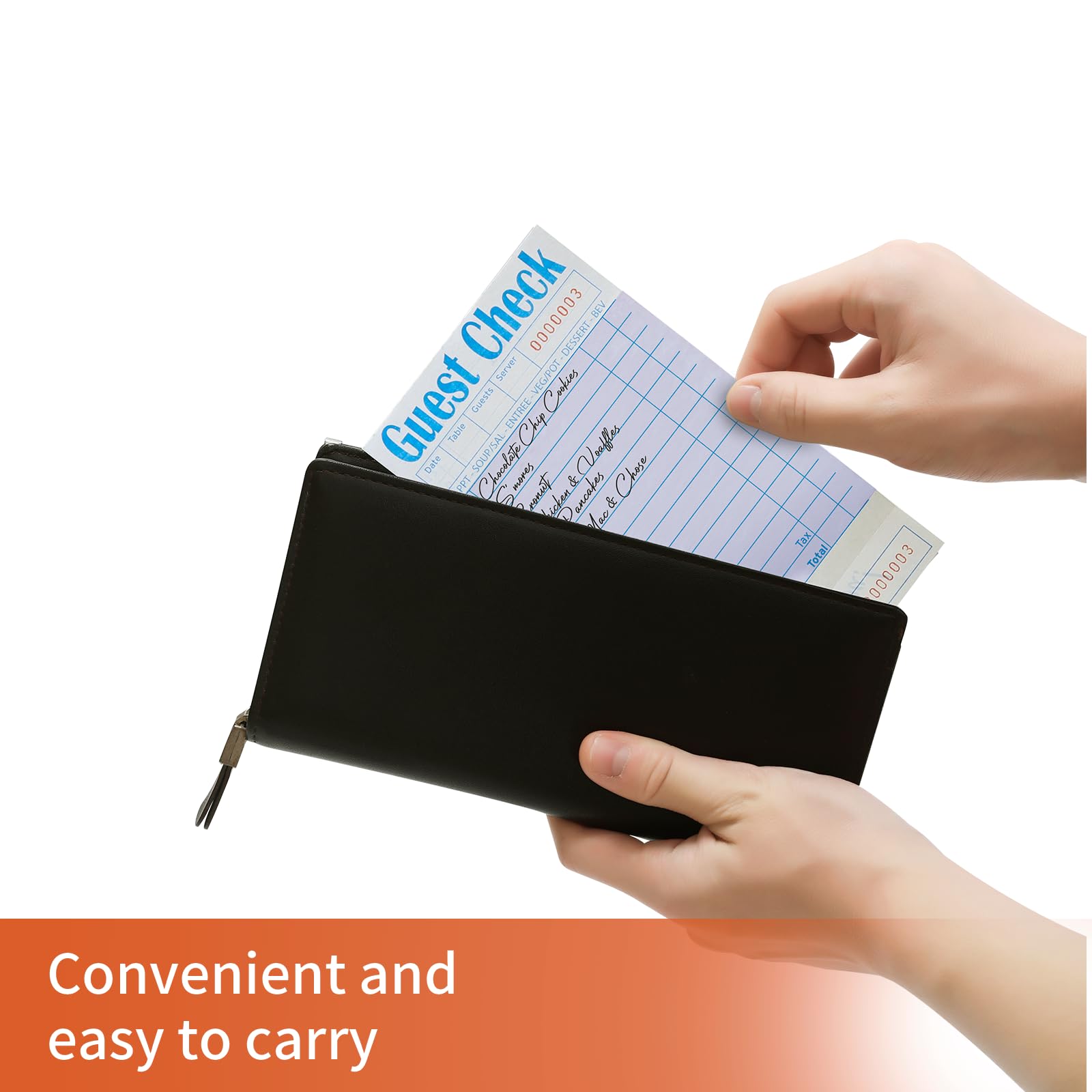 ZPARIK Paquete de 48 cuadernos de cheques de invitados morados para servidores, bloc de notas de servidor, chequera de camarero, bloc de notas de camarera para restaurantes, cheques de papel, 50 hojas