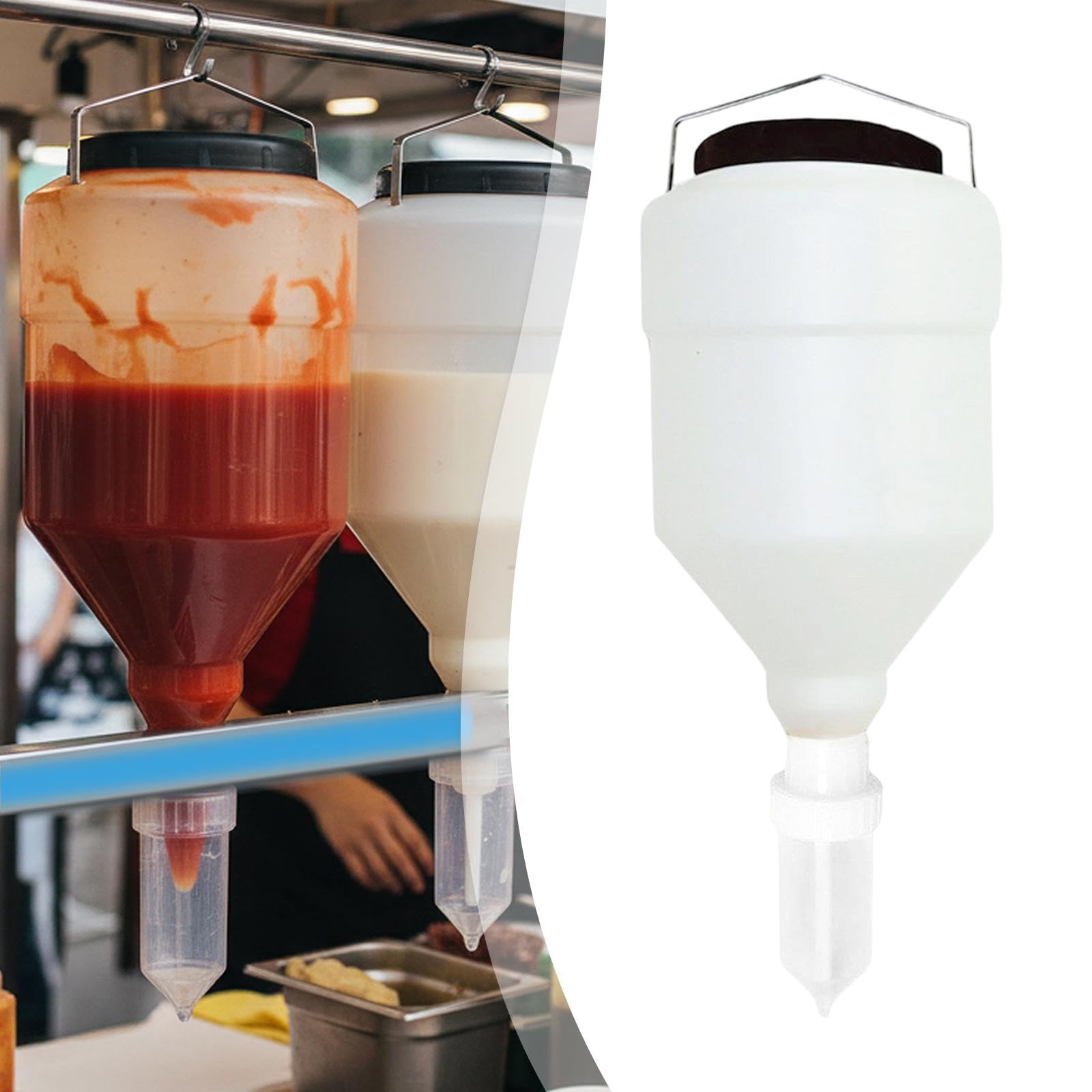 Gralara Dispenser per in Bottiglia Sospesa Versatile Dispenser per Condimento in Bottiglia Vuota a Prova di Perdite per Insalata, Sciroppo, Ketchup, Bar, 3.5 Litri