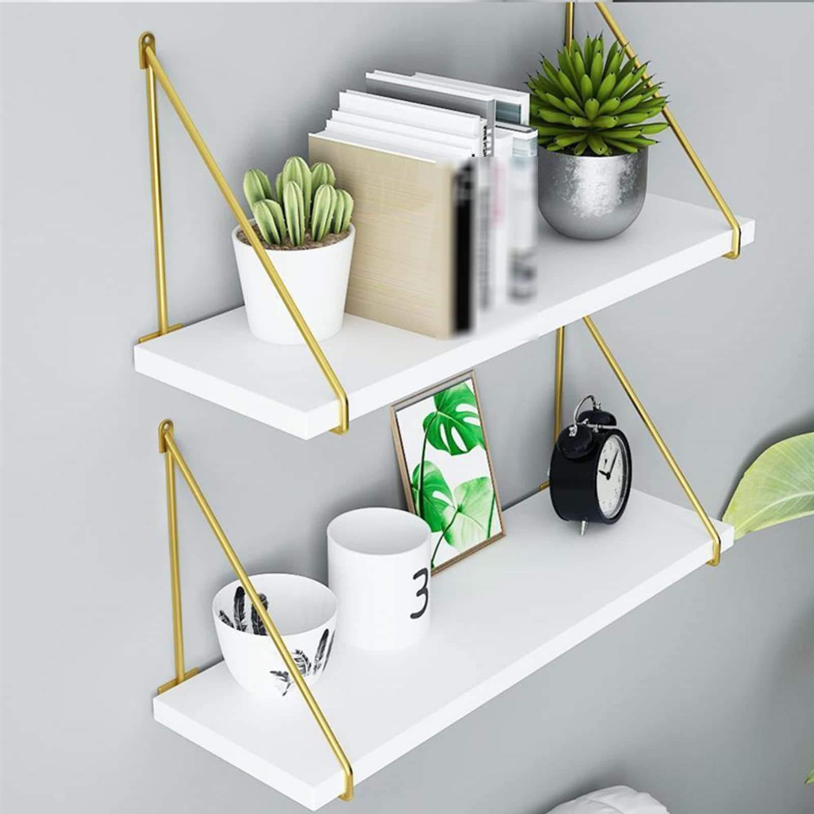 2 Soportes para Estantes Fijos Triangulares,Soportes de Estantes de Hierro Forjado Montados En La Pared,Soporte de Esquina Decorativos,Accesorios Incluidos,Carga de 150lb (40cm/15.75in,White)