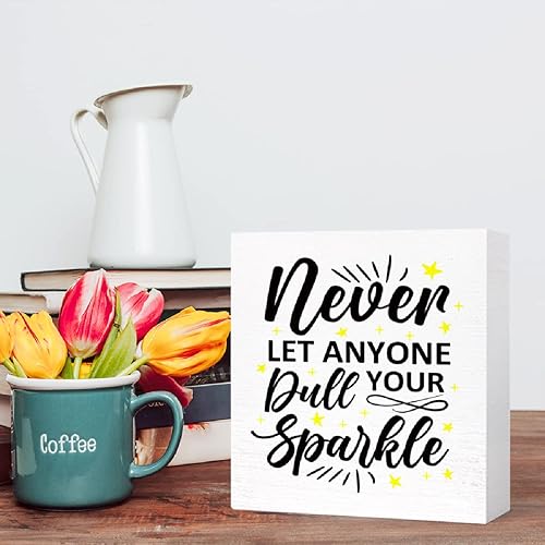 Miniatura 71 de Letrero inspirador con texto en inglés «You Are Worthy of Beautiful Wonderful Magical Things » en bloque de madera, decoración de escritorio